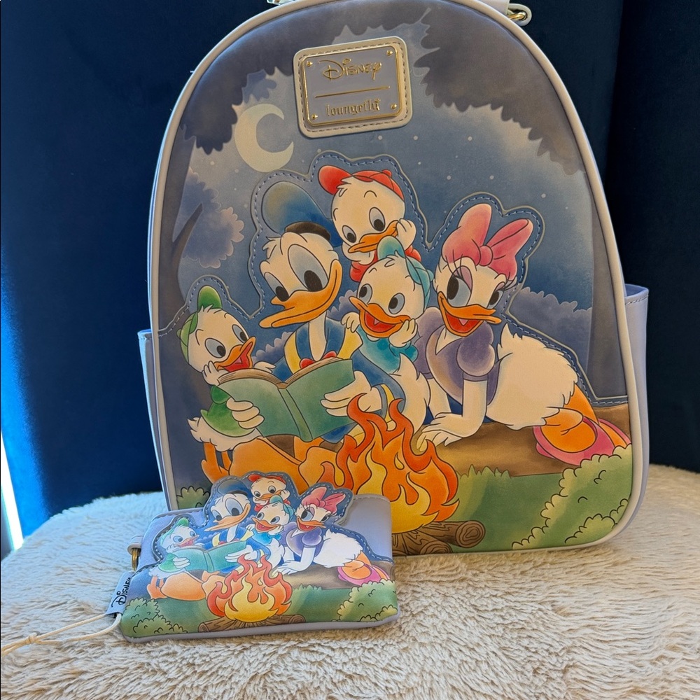 Loungefly Disney Donald Duck Daisy Duck Family Mini Backpack NEW & Wallet.